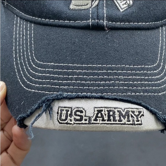 US Army Baseball Cap Distressed Brim Embroidered Donkey Mascot Drew Pearson 🫏 - Picture 4 of 10